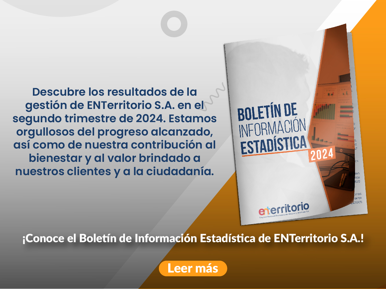 Banner con la portada del Boletín de Información Estadística de ENTerritorio S.A.