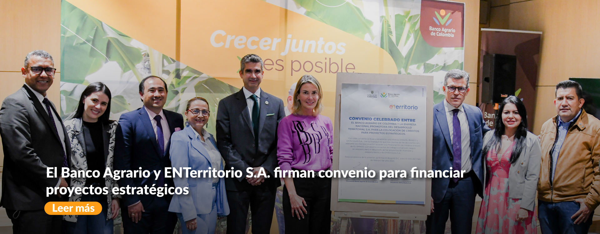 El Banco Agrario y ENTerritorio S.A. firman convenio  para financiar proyectos estratégicos 