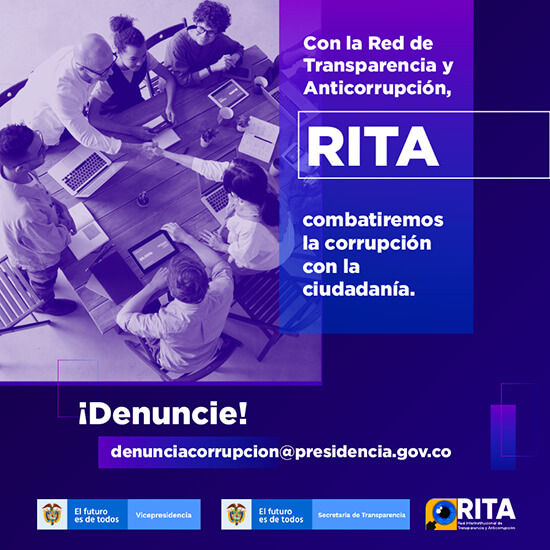 Aviso de promoción de RITA: Red de Transparencia y Anticorrupción