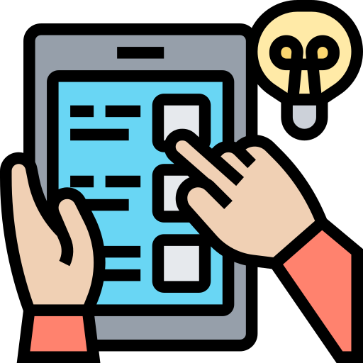 Icono de una mano revisando una encuesta