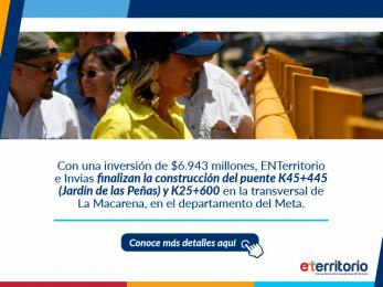 Banner del anuncio con la Gerente entregando las obras.