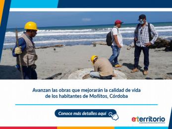 Banner de la nota con el título de la nota: Avanzan obras que llevarán calidad de vida para los habitantes de Moñitos